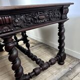 Louis XIII style oak desk stamped Mombro Ainé 19th century