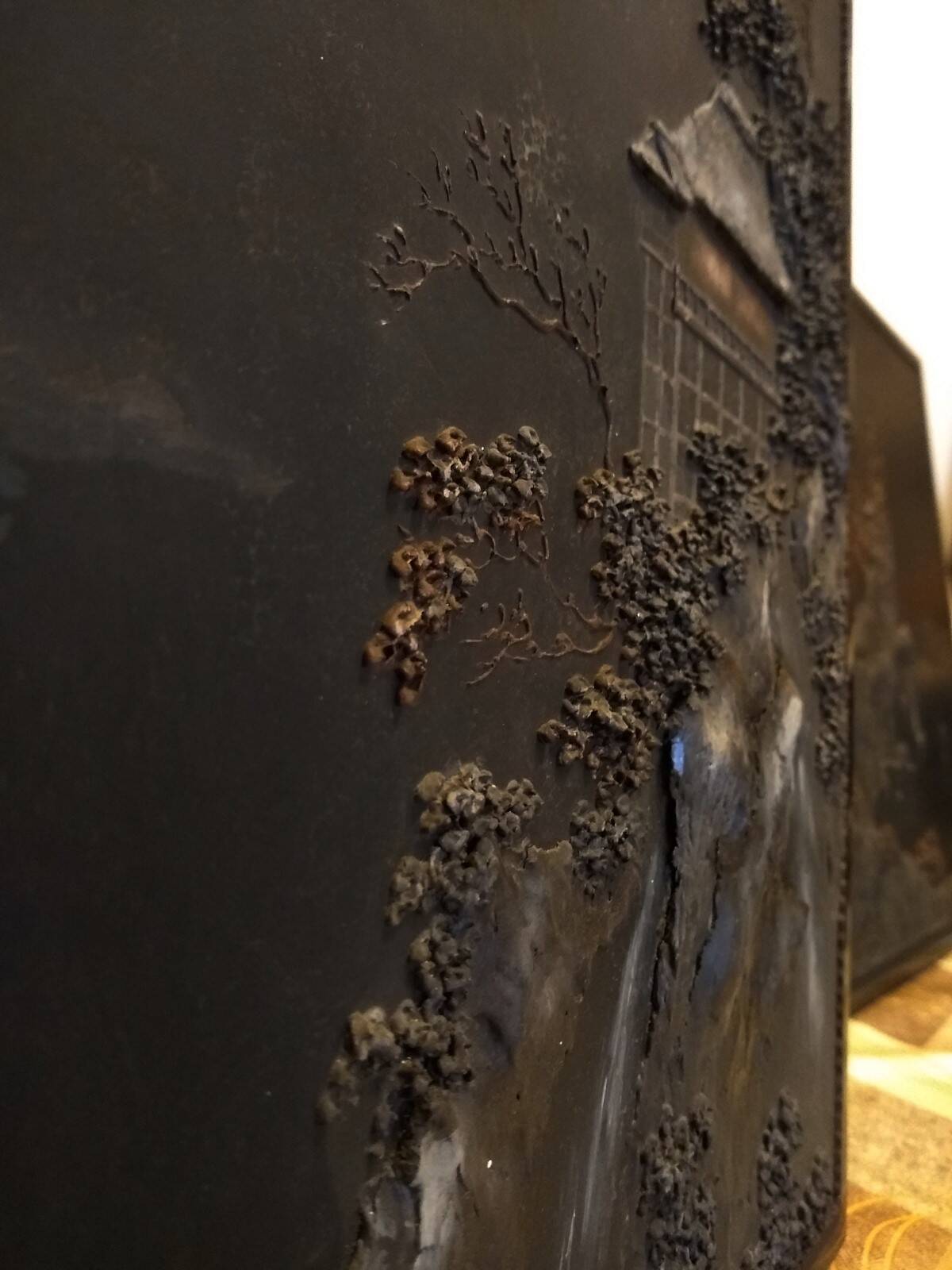 2 Asian paintings in painted wood