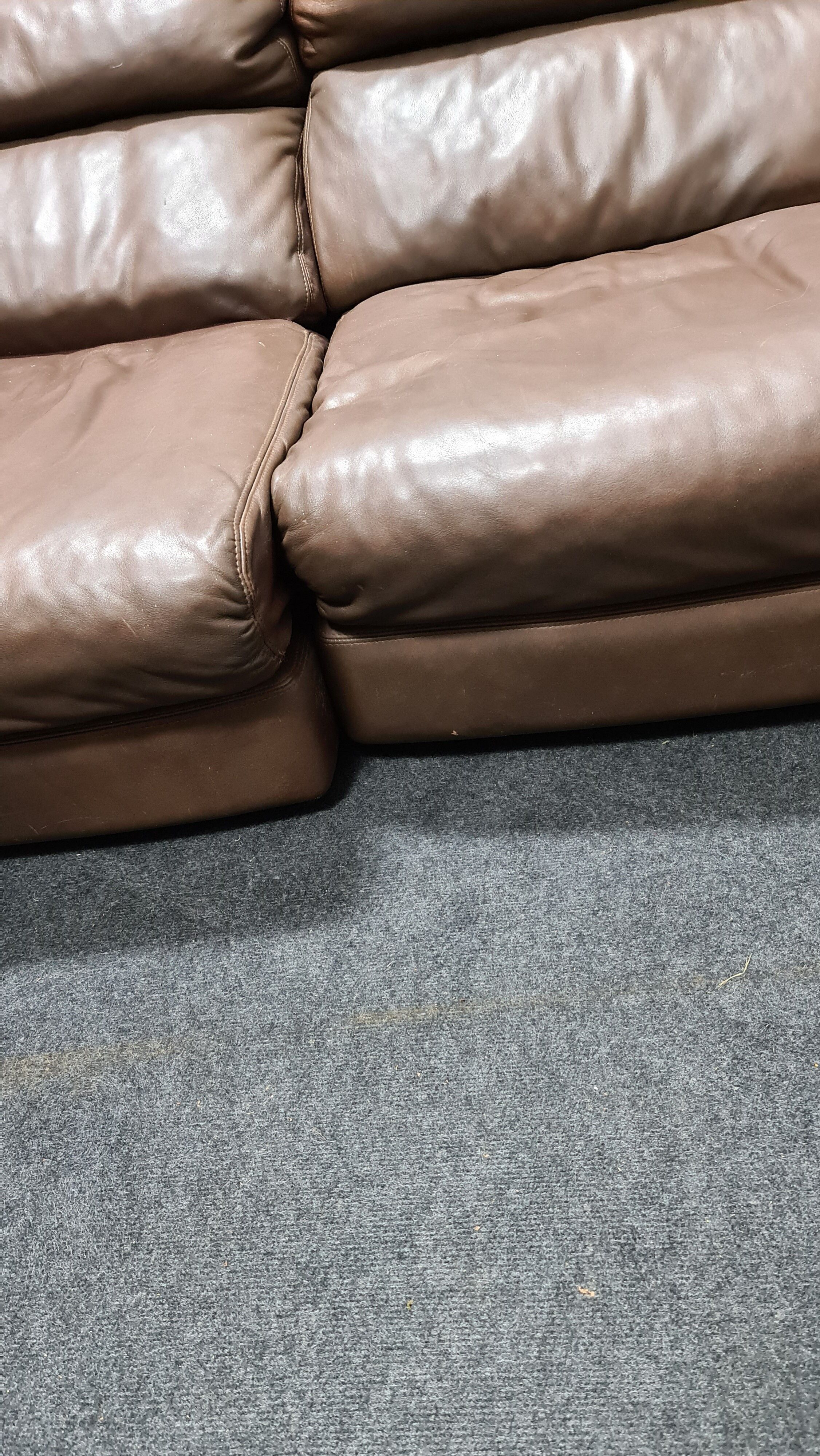 Canapé biplace vintage en cuir brun de Rolf Benz