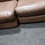 Canapé biplace vintage en cuir brun de Rolf Benz