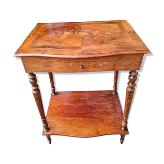 Console cabinet in marquetry with mirror