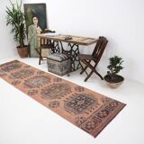 3x11 Dark Salmon Turkish Runner Rug, 85x336Cm SK 5476