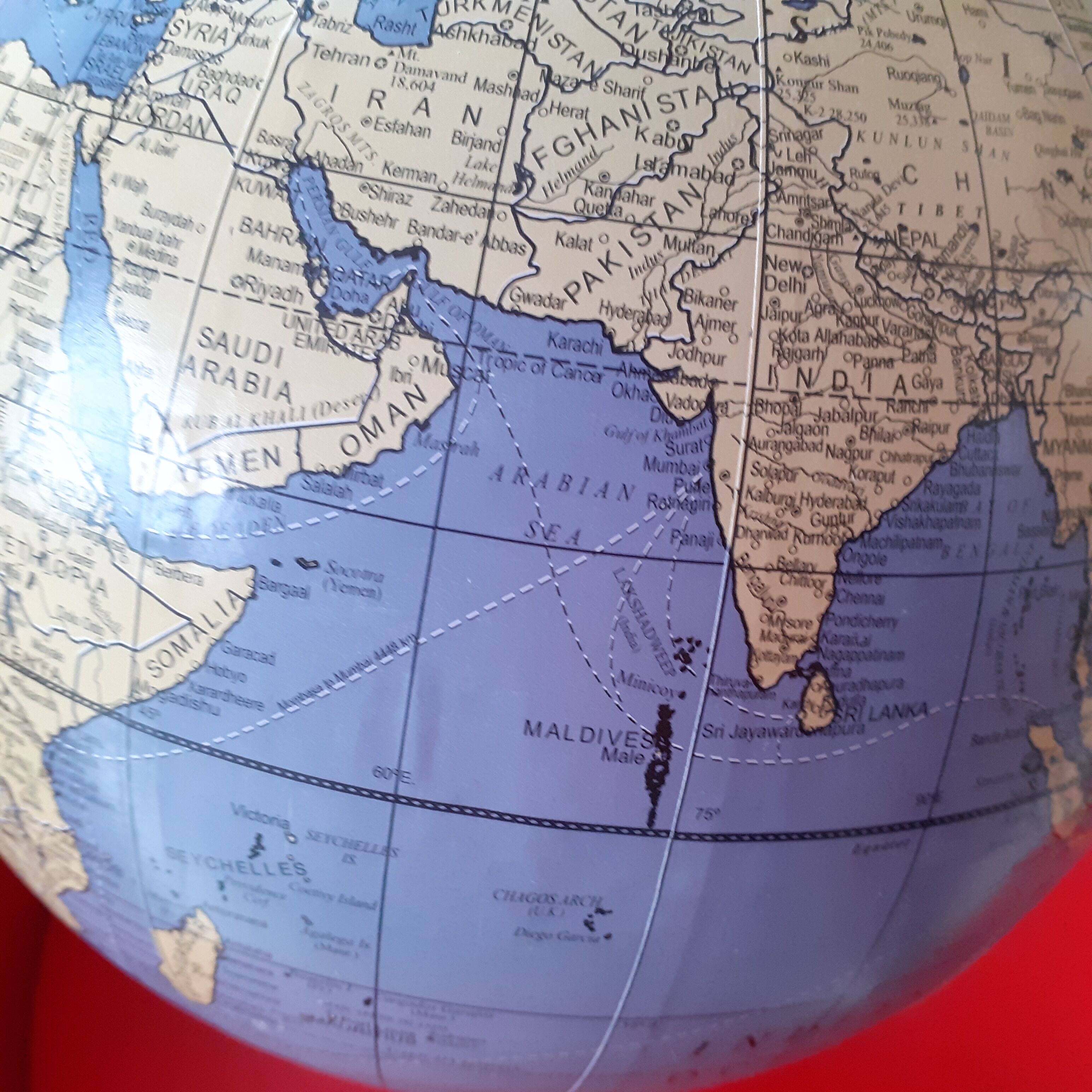 Vintage world map, chrome base