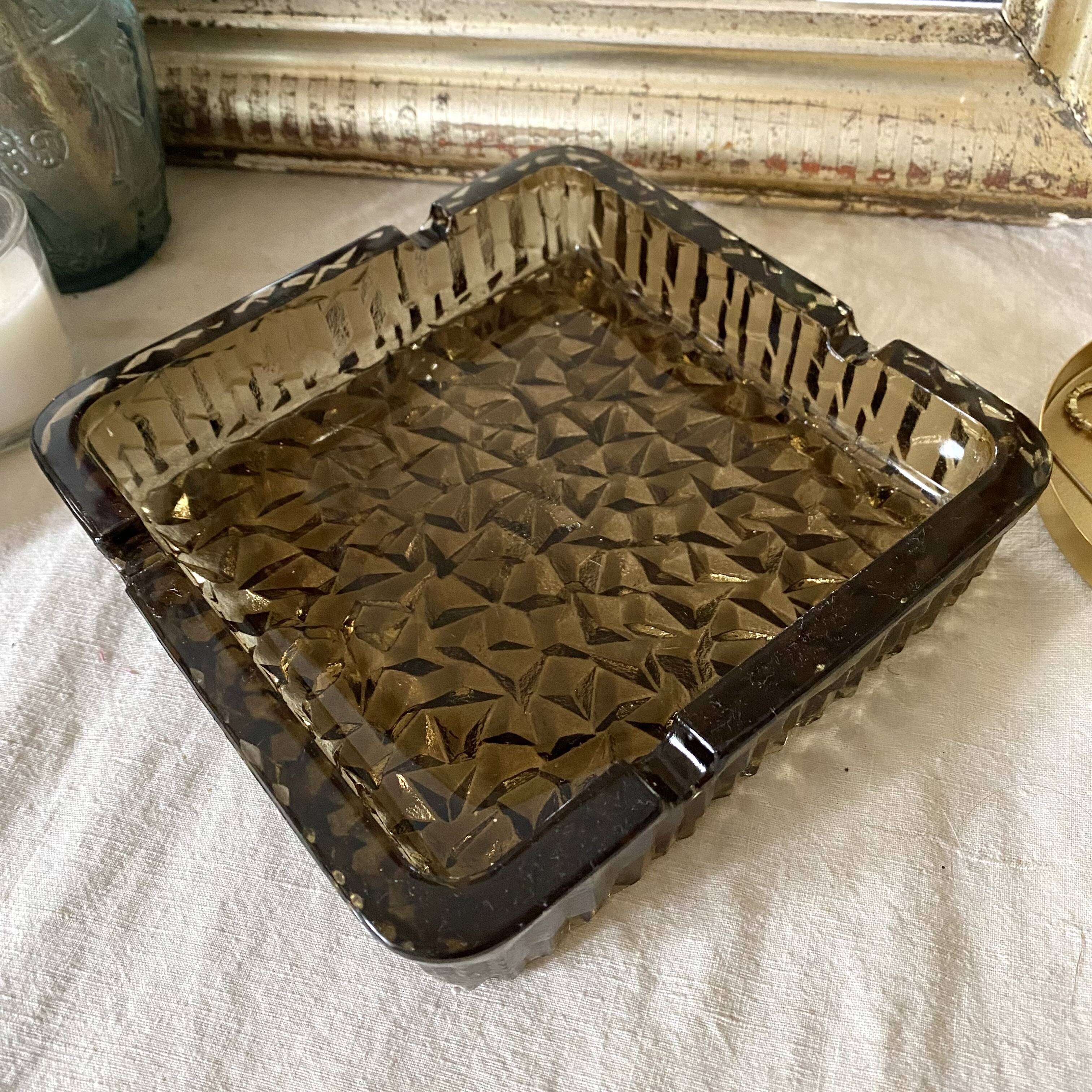 Vintage holophane glass ashtray France, 1970