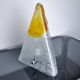 “Pyramid” lamp by Mazzega, orange frosted Murano glass, Italy, 1970