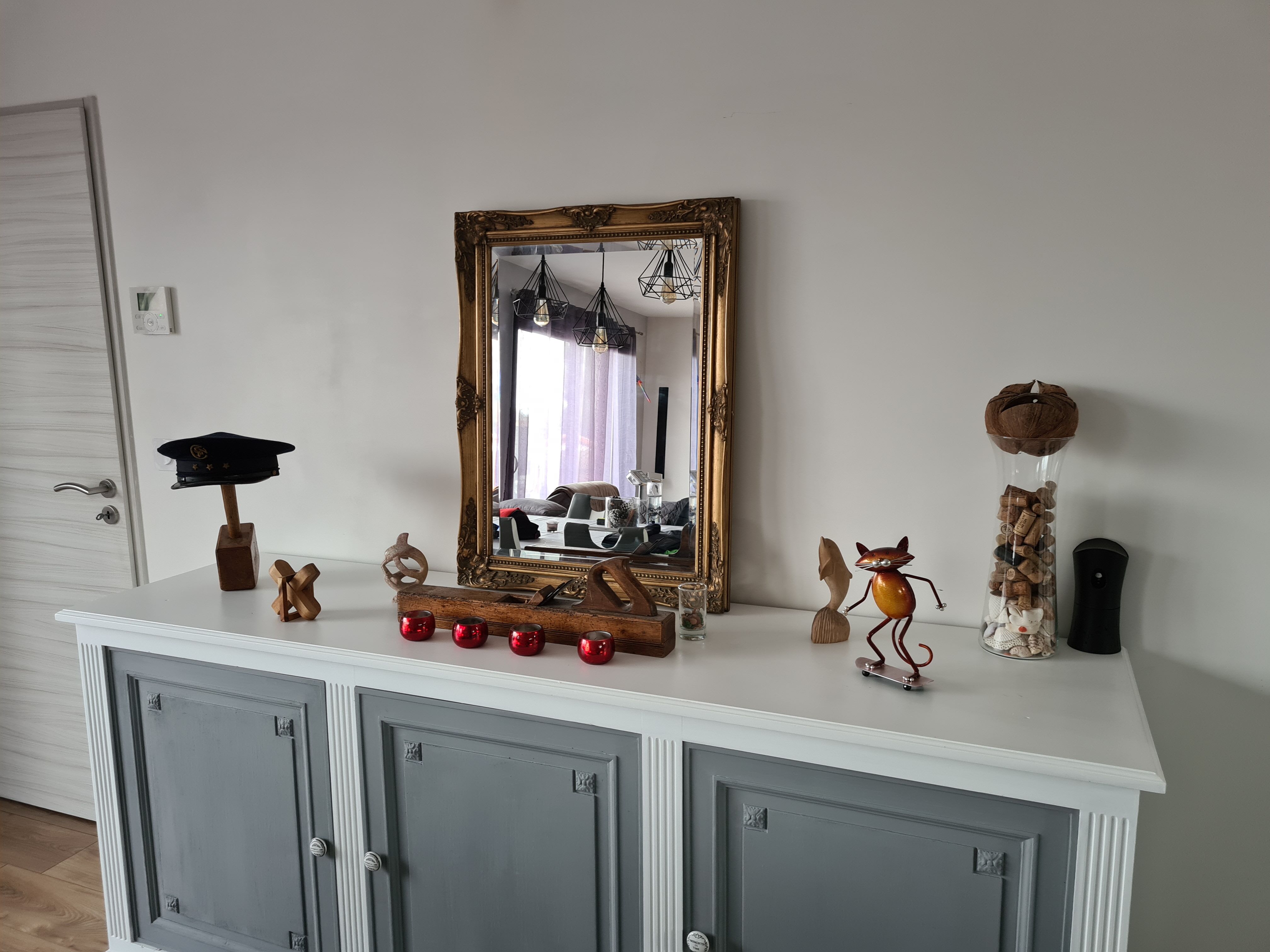 Vintage gold stucco mirror 14x29cm