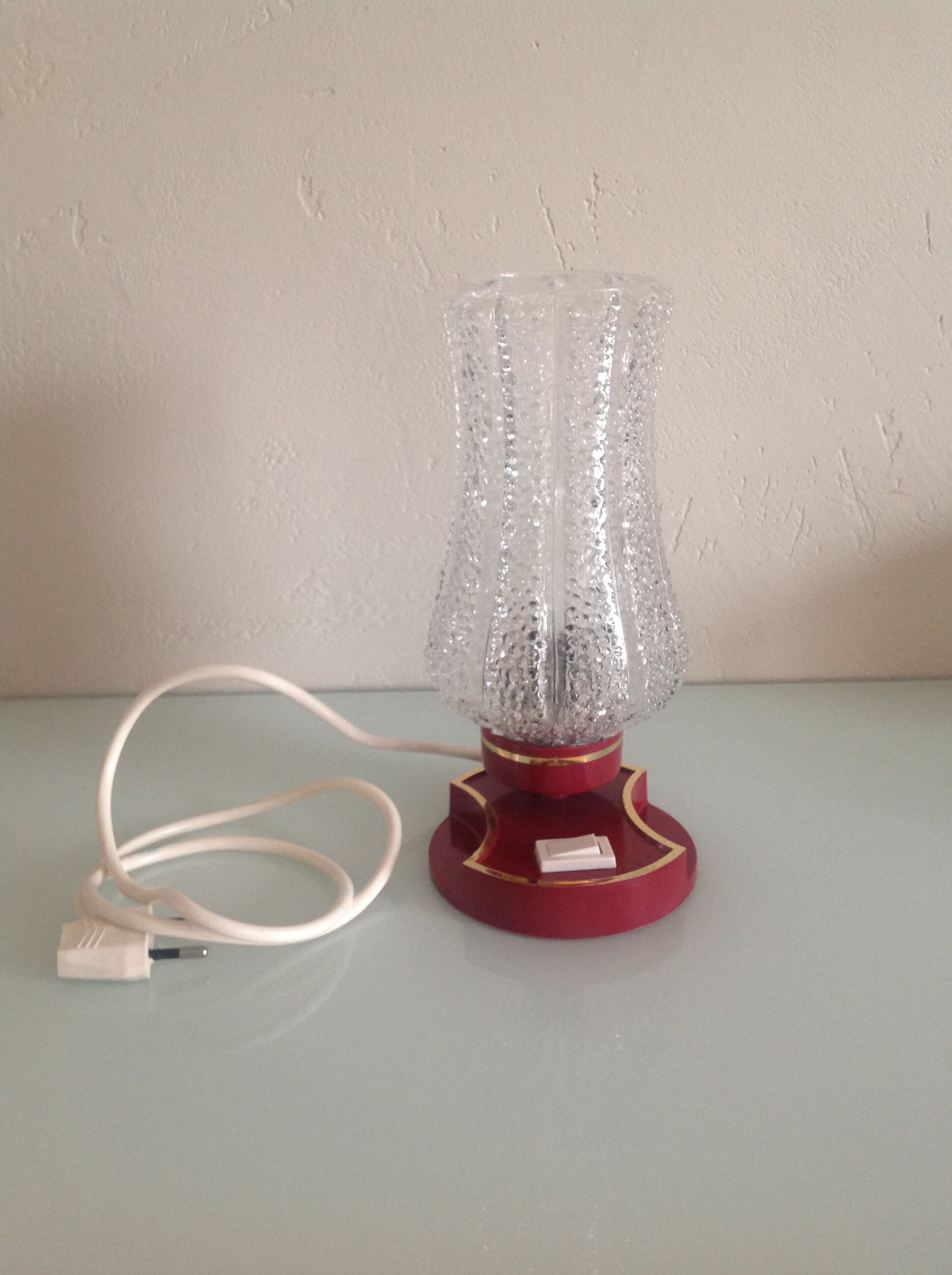 Vintage bedside lamp, tulip glass, 60s-70s