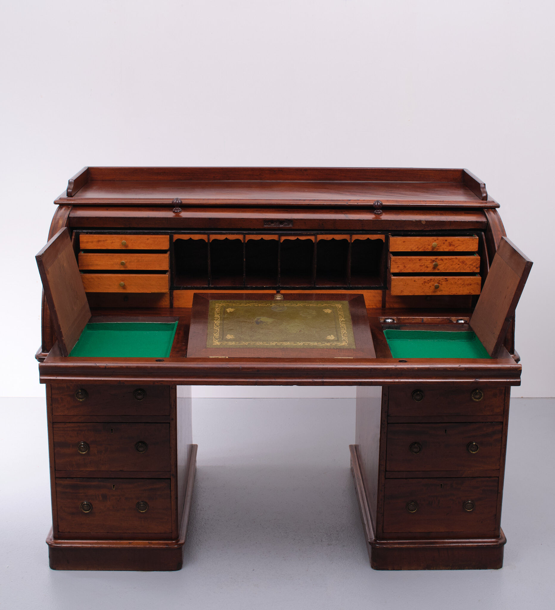 Antique Hobbs & Co. English Roll Top Cylinder Desk