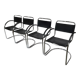 Set of 4 bauhaus cantilever chairs black leather and chrome design