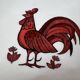 Set of 4 flat plates with red rooster hen decor