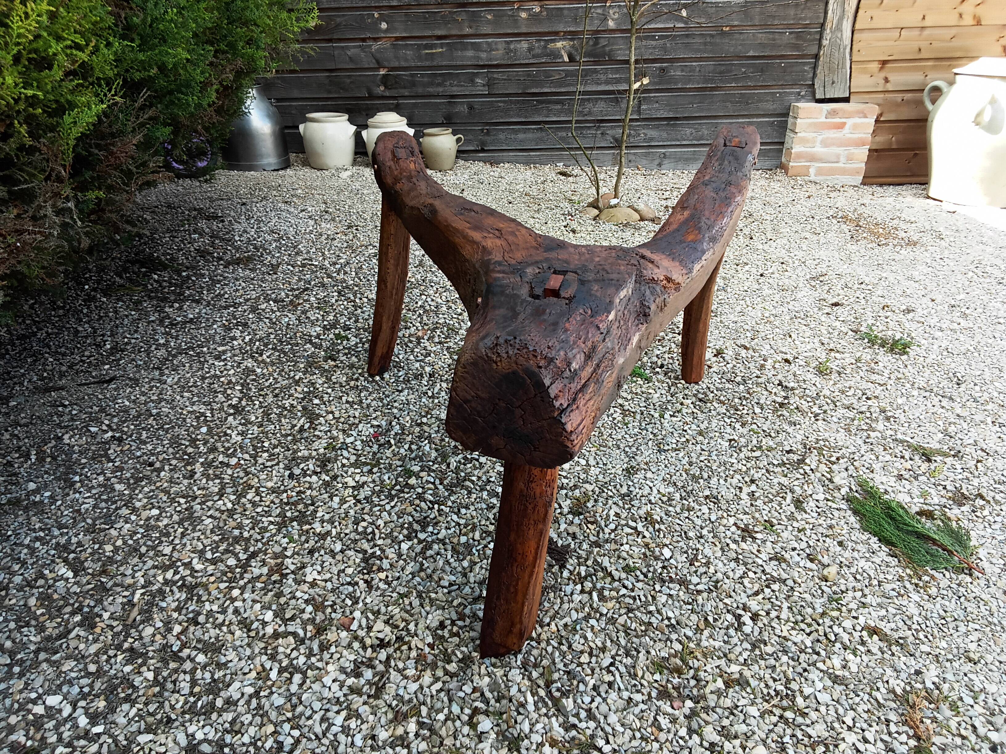Brutalist wooden bench