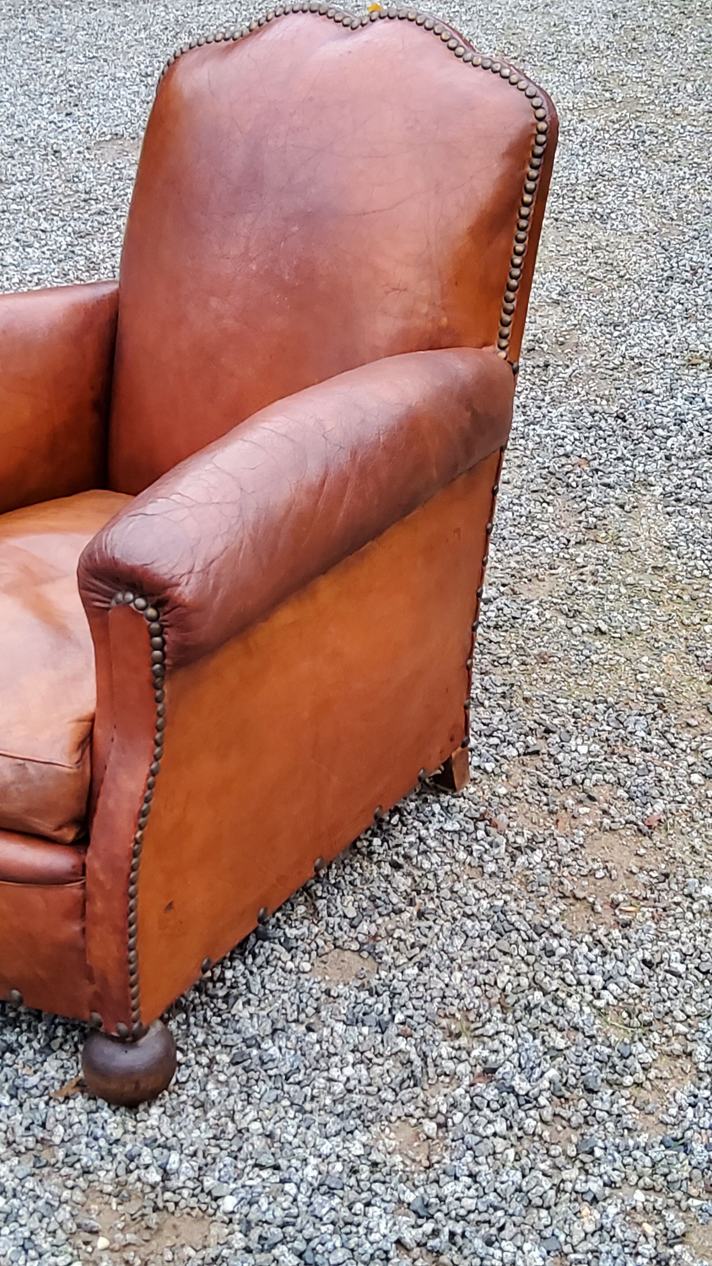 Leather club armchair back mustache from the 30s