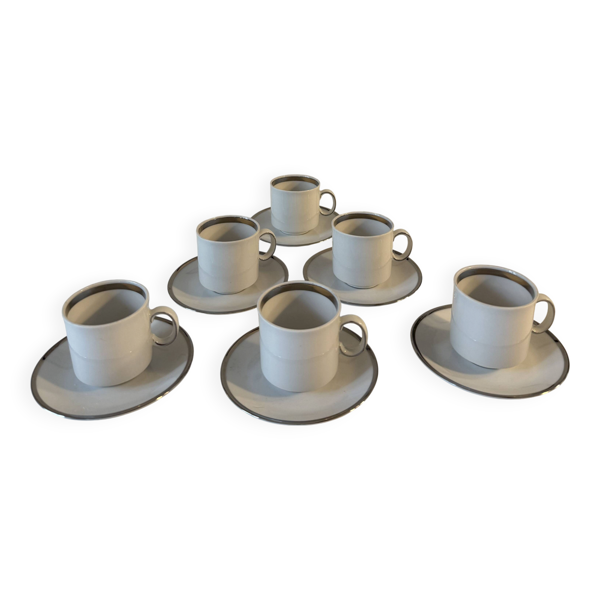 Set of 6 cups and saucers in porcelain Winterling Bavaria