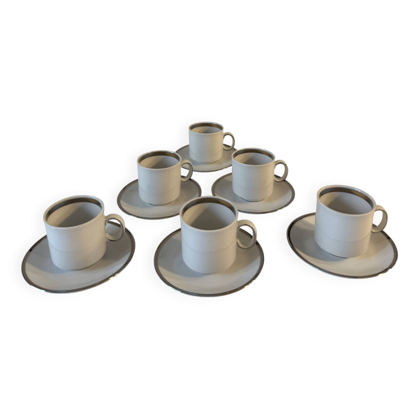Ensemble de 6 tasses et sous-tasses en porcelaine Winterling Bavaria