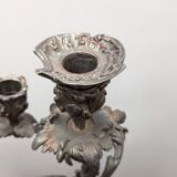 Silver metal candlesticks.