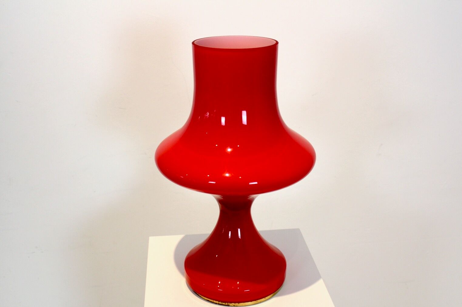 Orange opaline glass table lamp by Štepán Tabery, 1960s