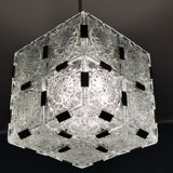 Glass faceted cube chandelier by Jaroslav Bejvl for Kamenicky Senov, year 1968
