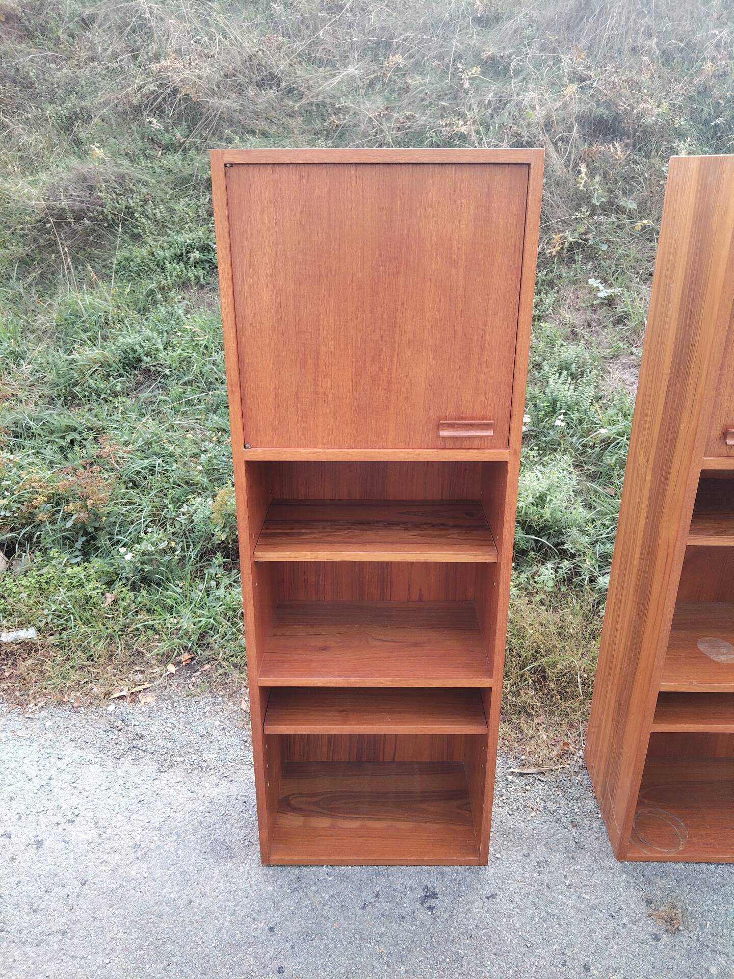 Pair of vintage column bookshelves from the 60s-70s Scandinavian style.