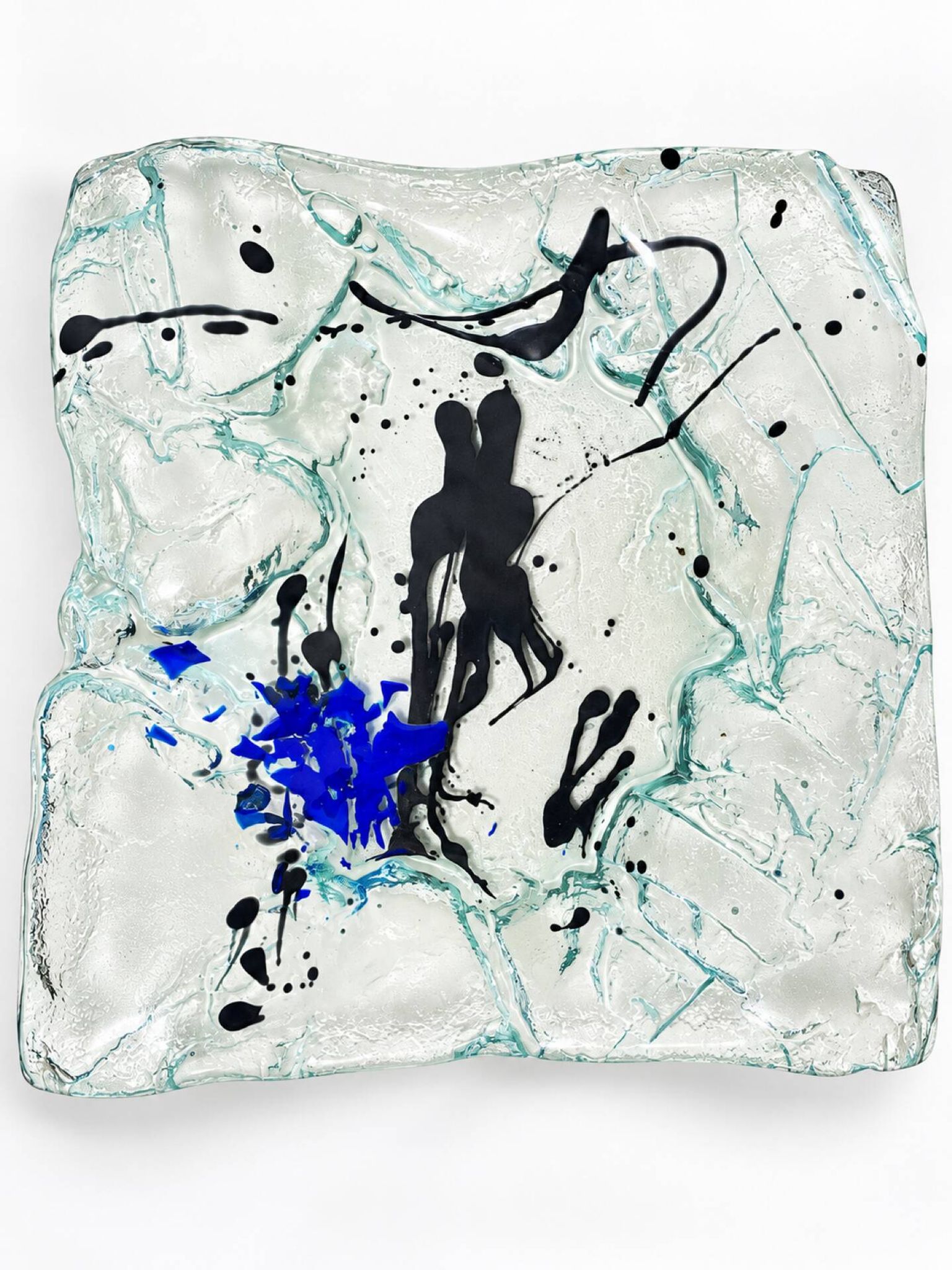 Grand centre de table en verre fusionné – pièce sculpturale abstraite