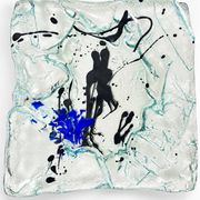 Grand centre de table en verre fusionné – pièce sculpturale abstraite