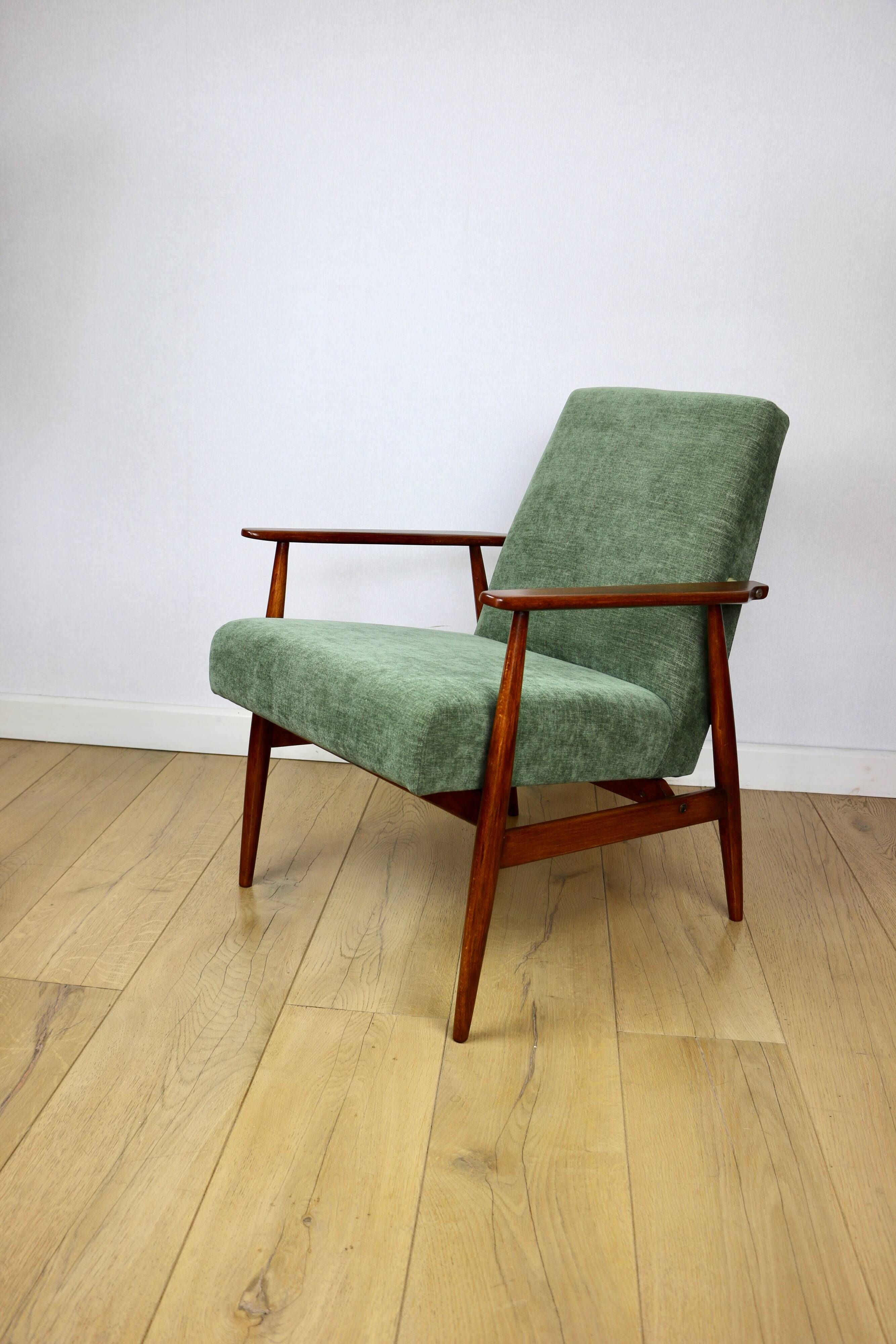Armchair 'Lis', 1970s olive green design by Henryk Lis - 2 pieces available