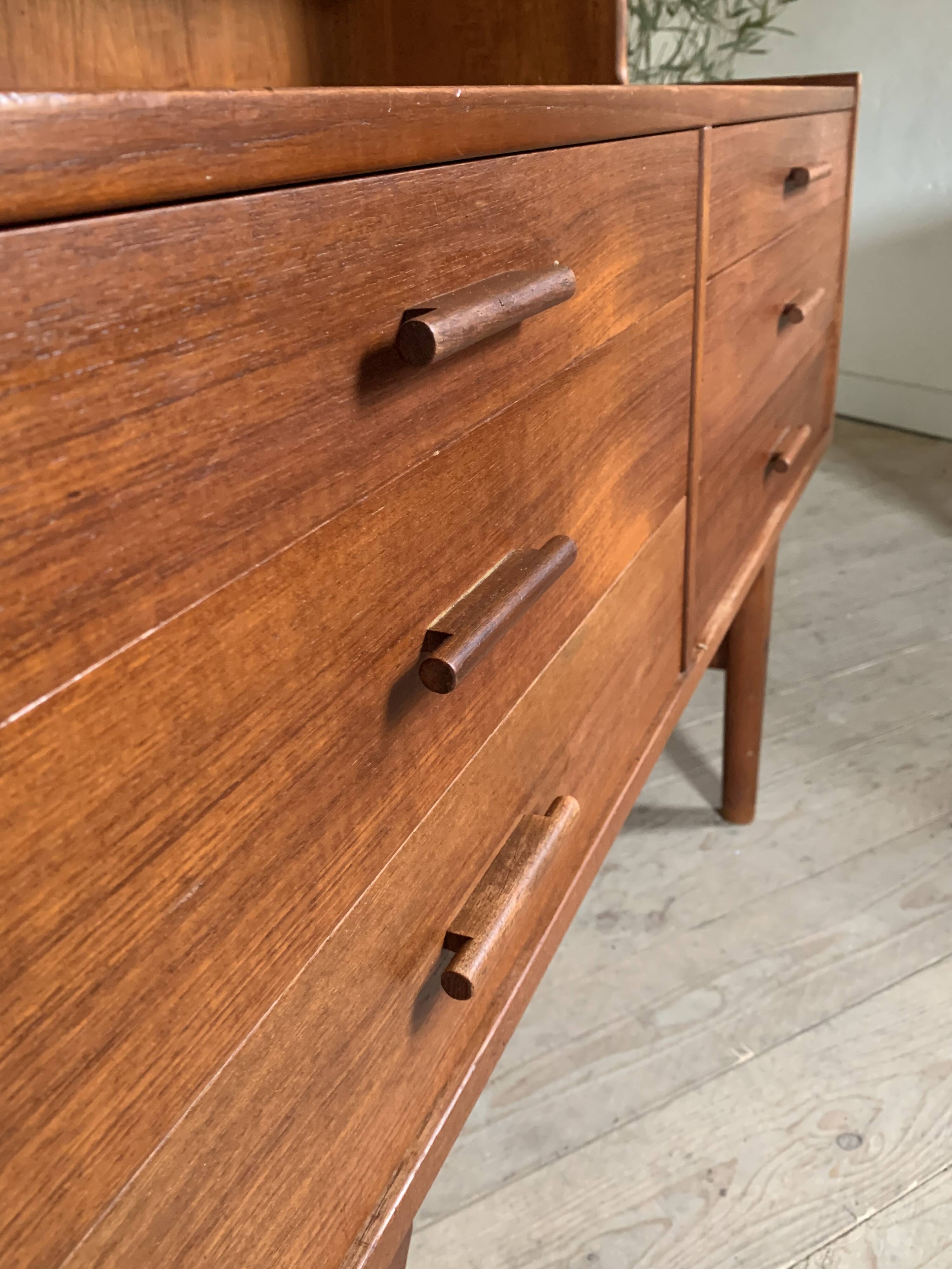 Scandinavian teak and rattan sideboard