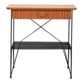 Table de chevet scandinave en acajou et fer par IKEA, modèle "Rolf"