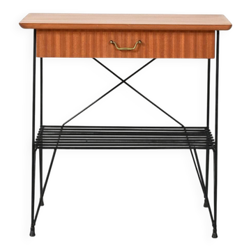 Table de chevet scandinave en acajou et fer par IKEA, modèle "Rolf"