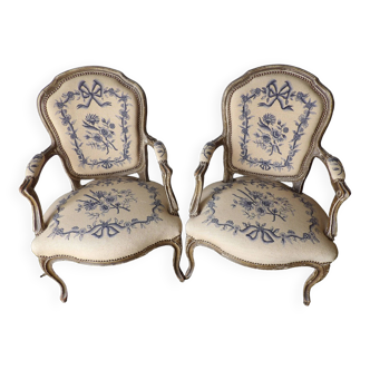 Pair of Louis XV style armchairs