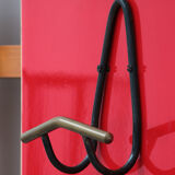 Italian wall coat rack with red cats, cream and hat rack, 1960