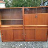 Meubles vitrine des années 50 bois et vitres