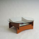 Mid-century round coffee table with ceramic tiles