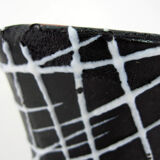 Black ceramic vase, white spaghetti patterns Vallauris France vintage 50s