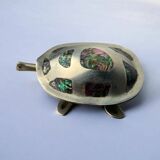 Abalone shell & alpaca silver turtle box, Mexico, 1970