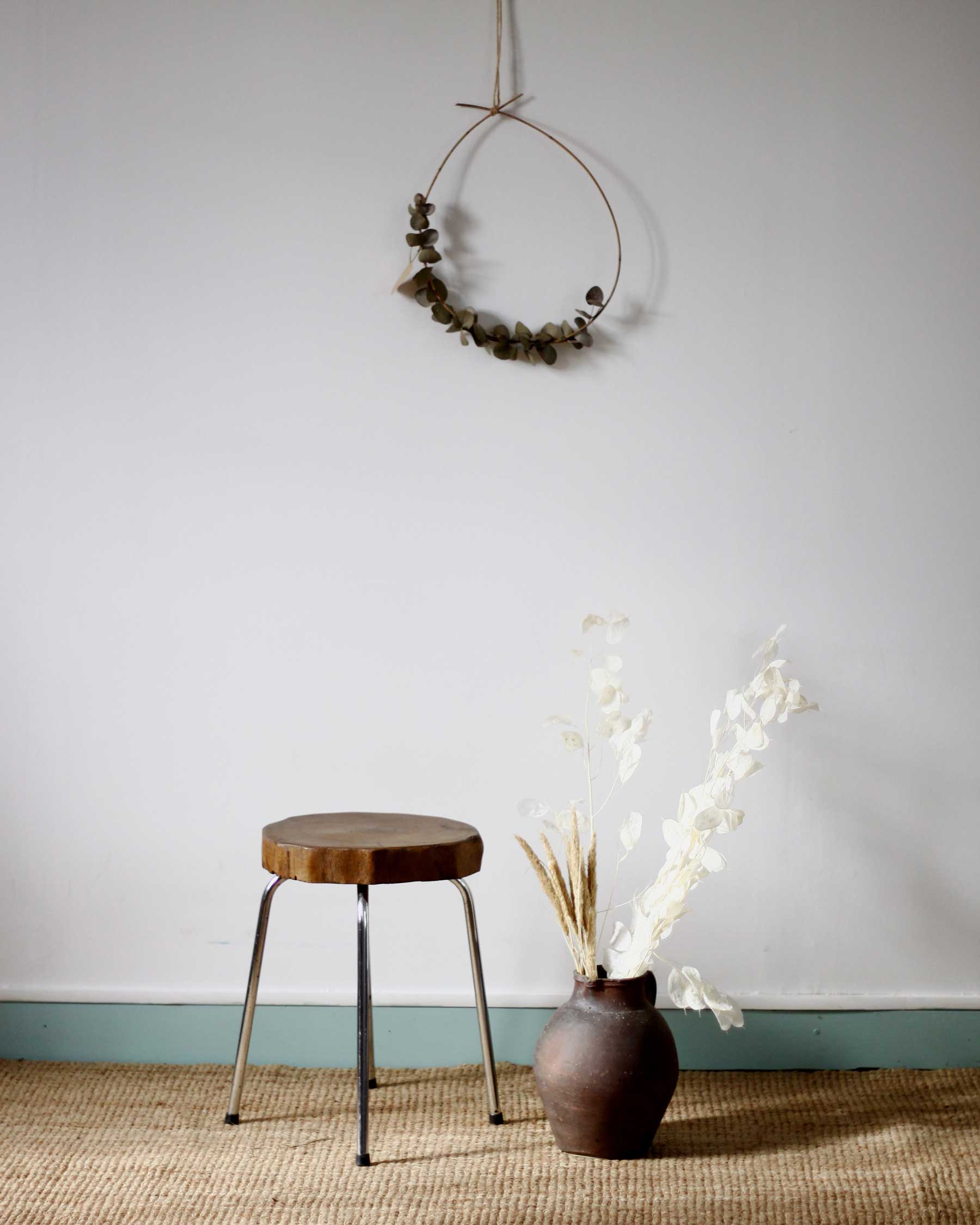Wood and metal stool
