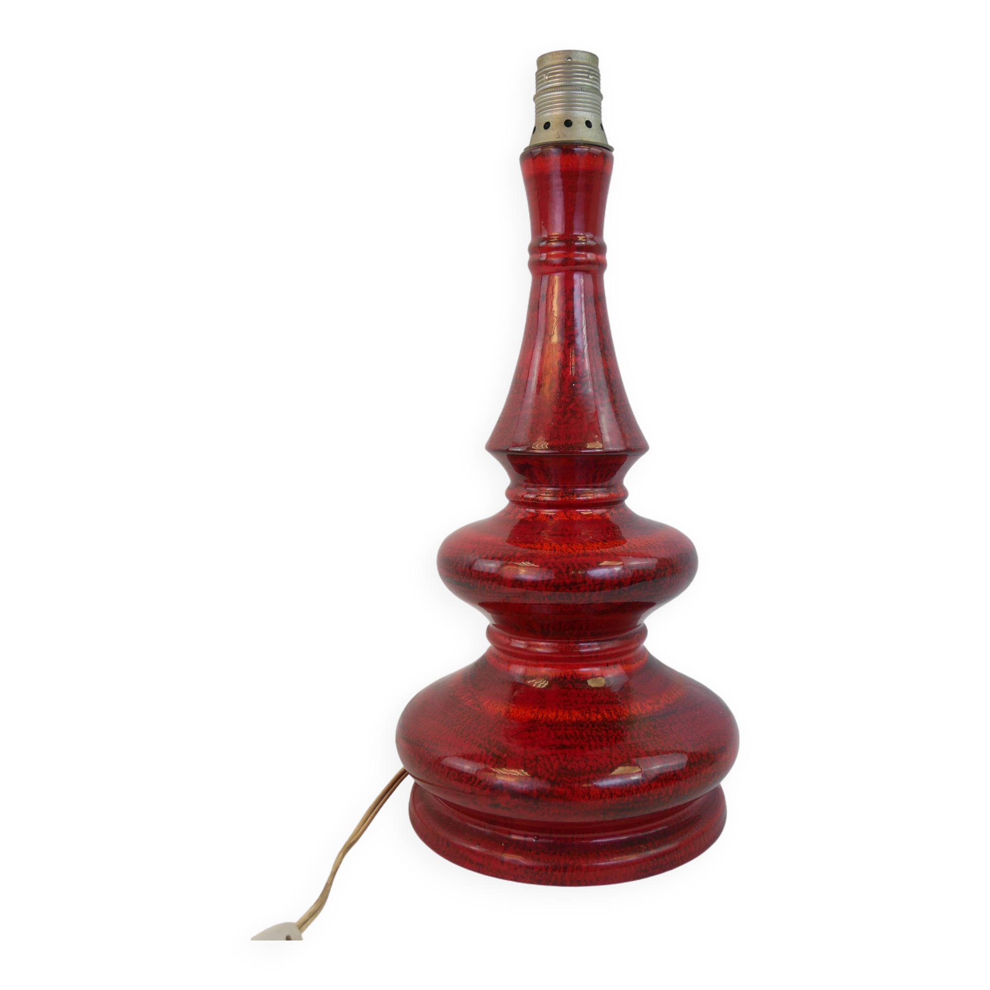 Large vintage red ceramic lamp