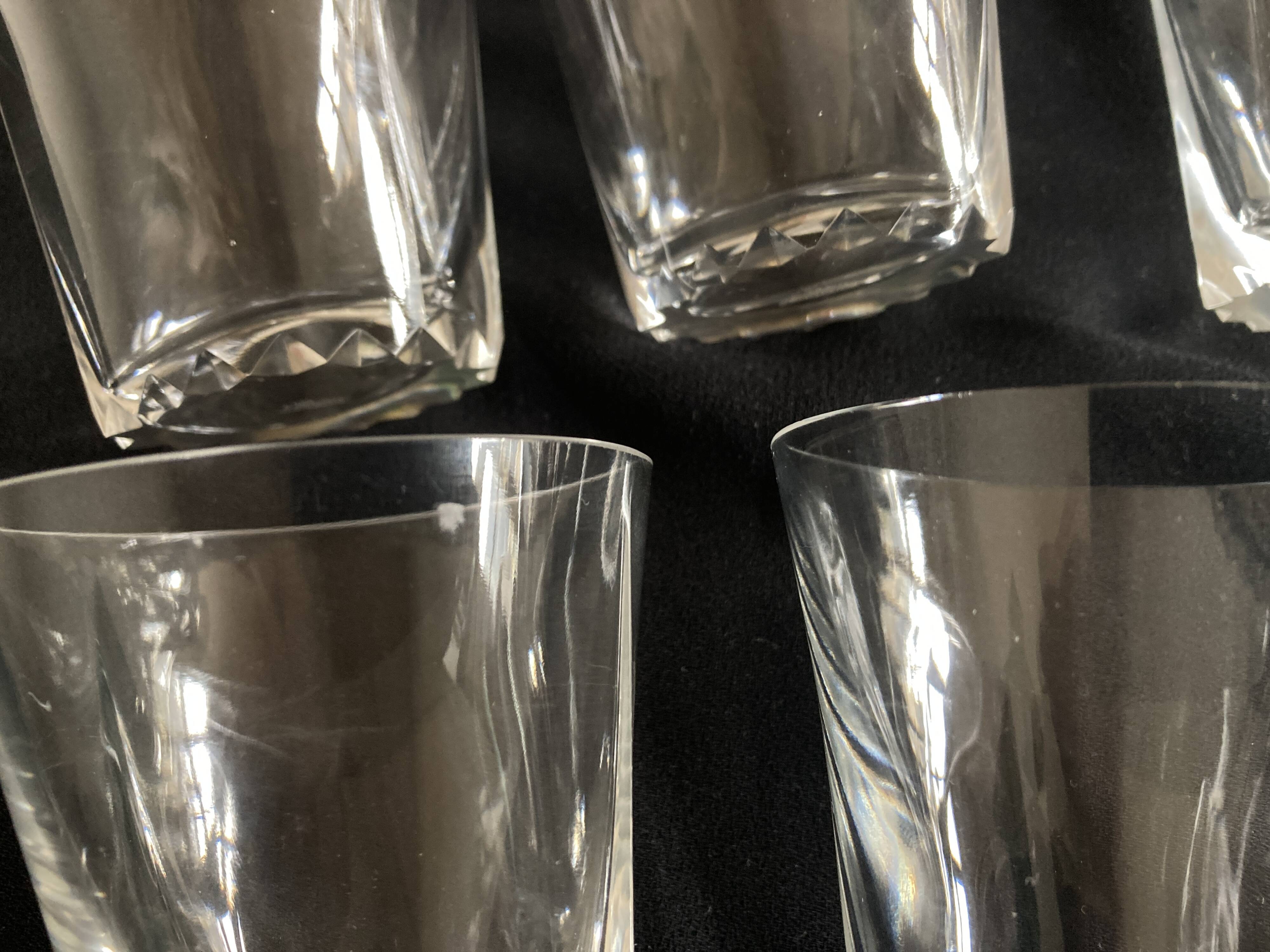 Set of 6 Lalique modernist glasses 1960 Kent crystal tumblers.