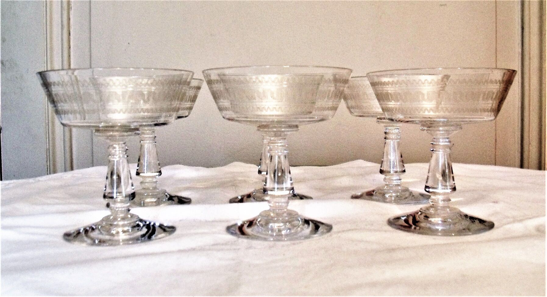 Lot of 6 cups champagne crystal baccarat model greek