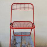 Red mesh folding chair Taulin 80s