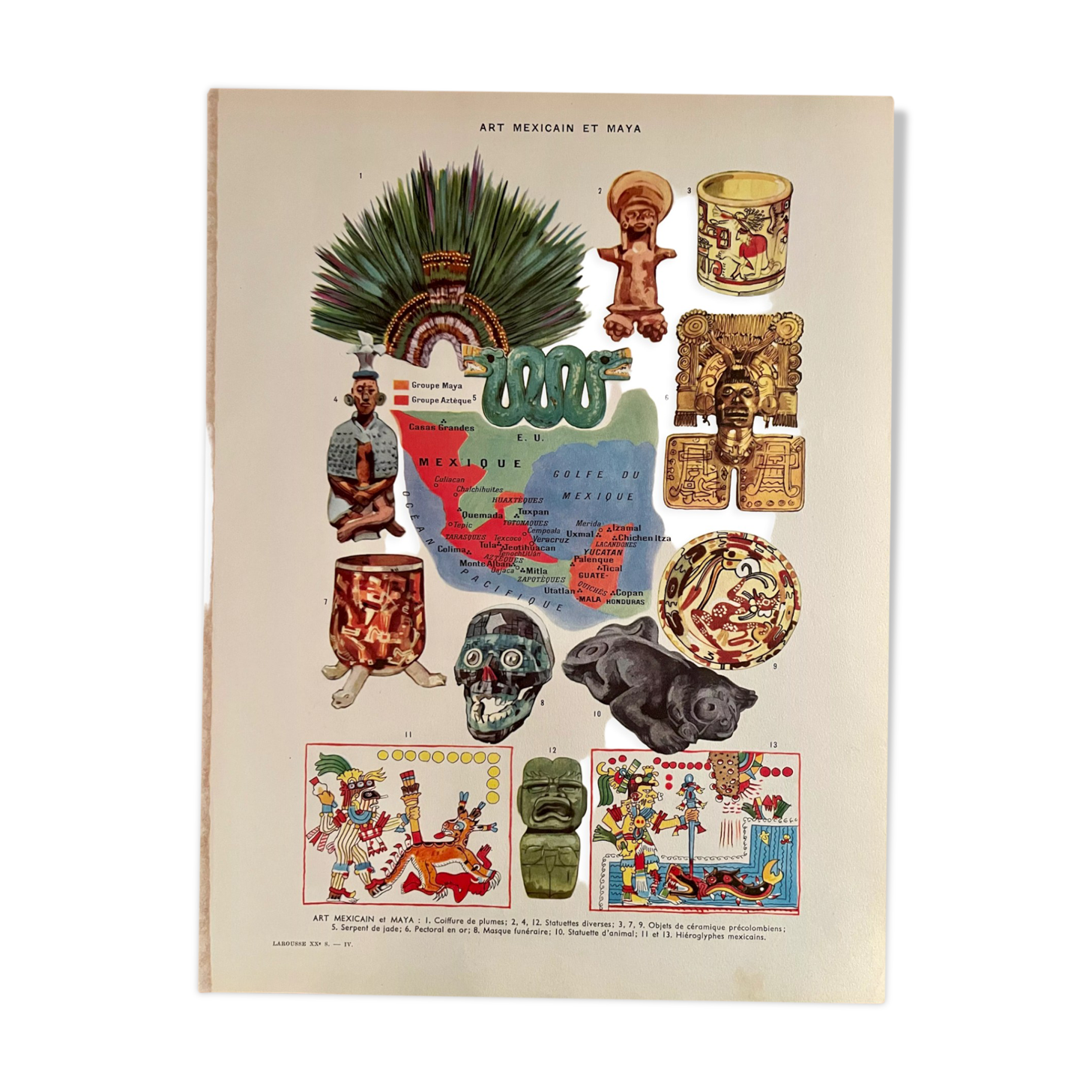 Illustrated plate on Mexican and Mayan art, 1940s-50s