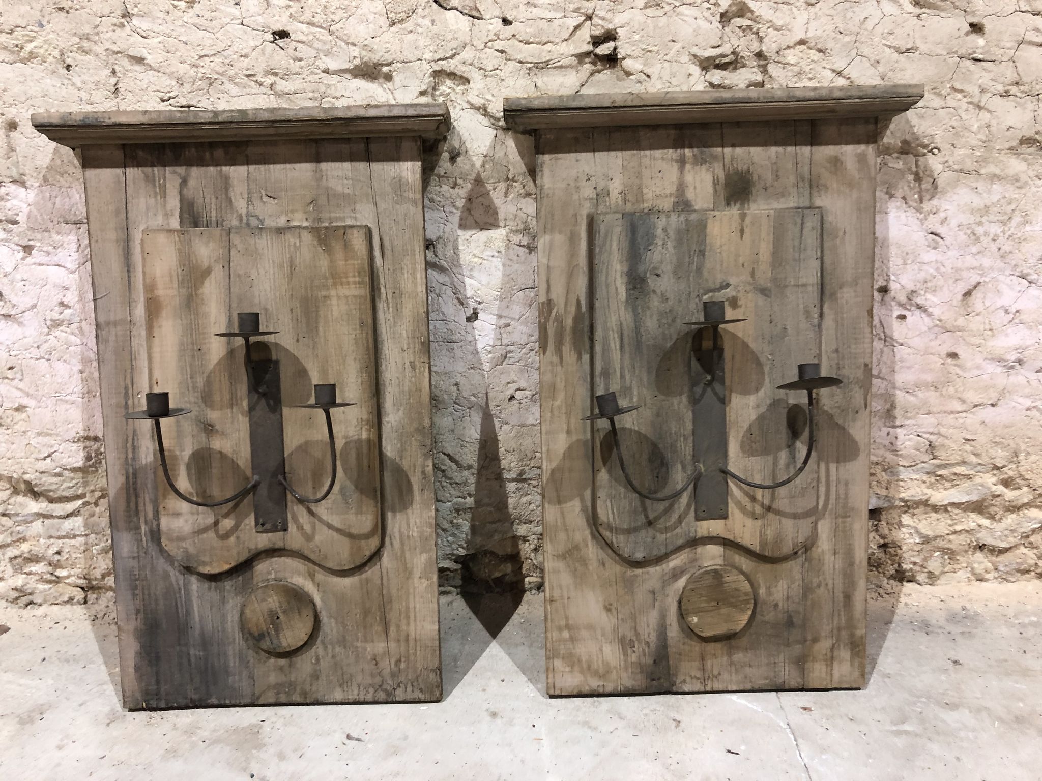 Decorative wall lamp in old wood