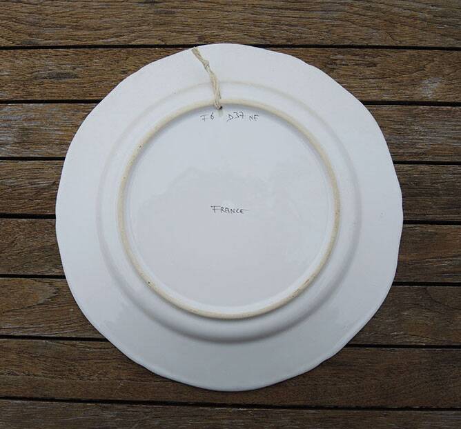 Old Earthenware Rooster Plate - Henriot Quimper