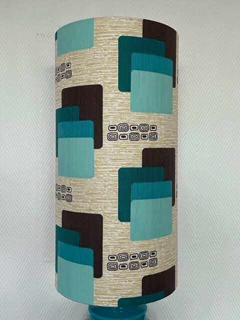 Blue opaline table lamp and vintage Maori fabric