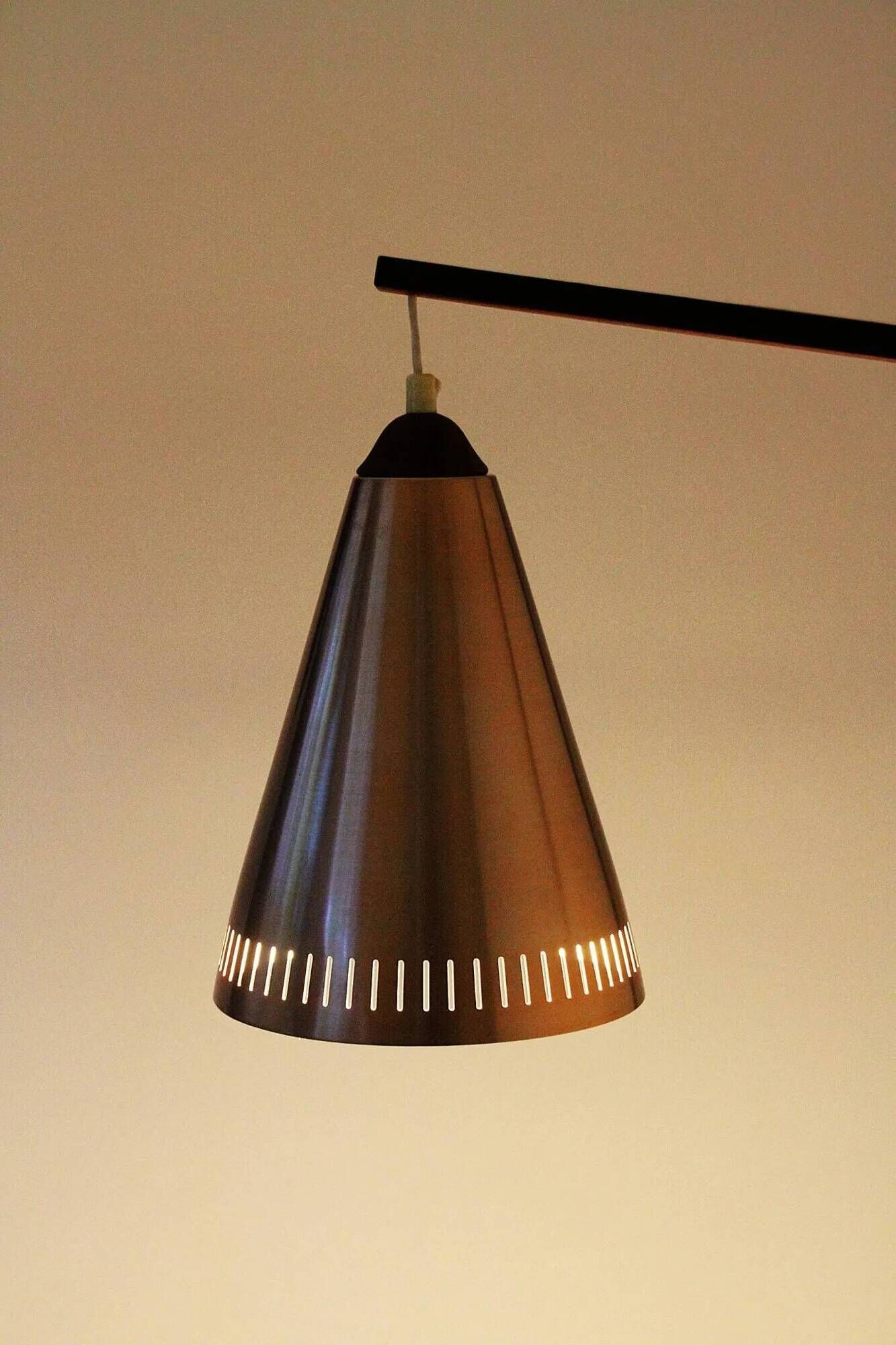 Uno & Östen Kristiansson for Luxus Vittsjö — Teak & Copper Wall Lamp, Sweden, 1960s