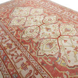 Vintage turkish, oriental orange cream wool rug- 154x244cm