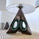 Pair of ceramic lamps in free-form triangle shape