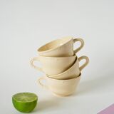 Set of 4 Badonviller coffee cups, Cream, 1960