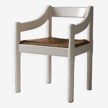 Vico Magistretti wood and straw chair