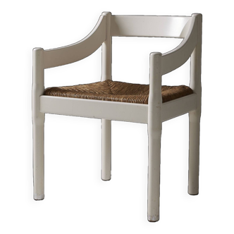 Vico Magistretti wood and straw chair