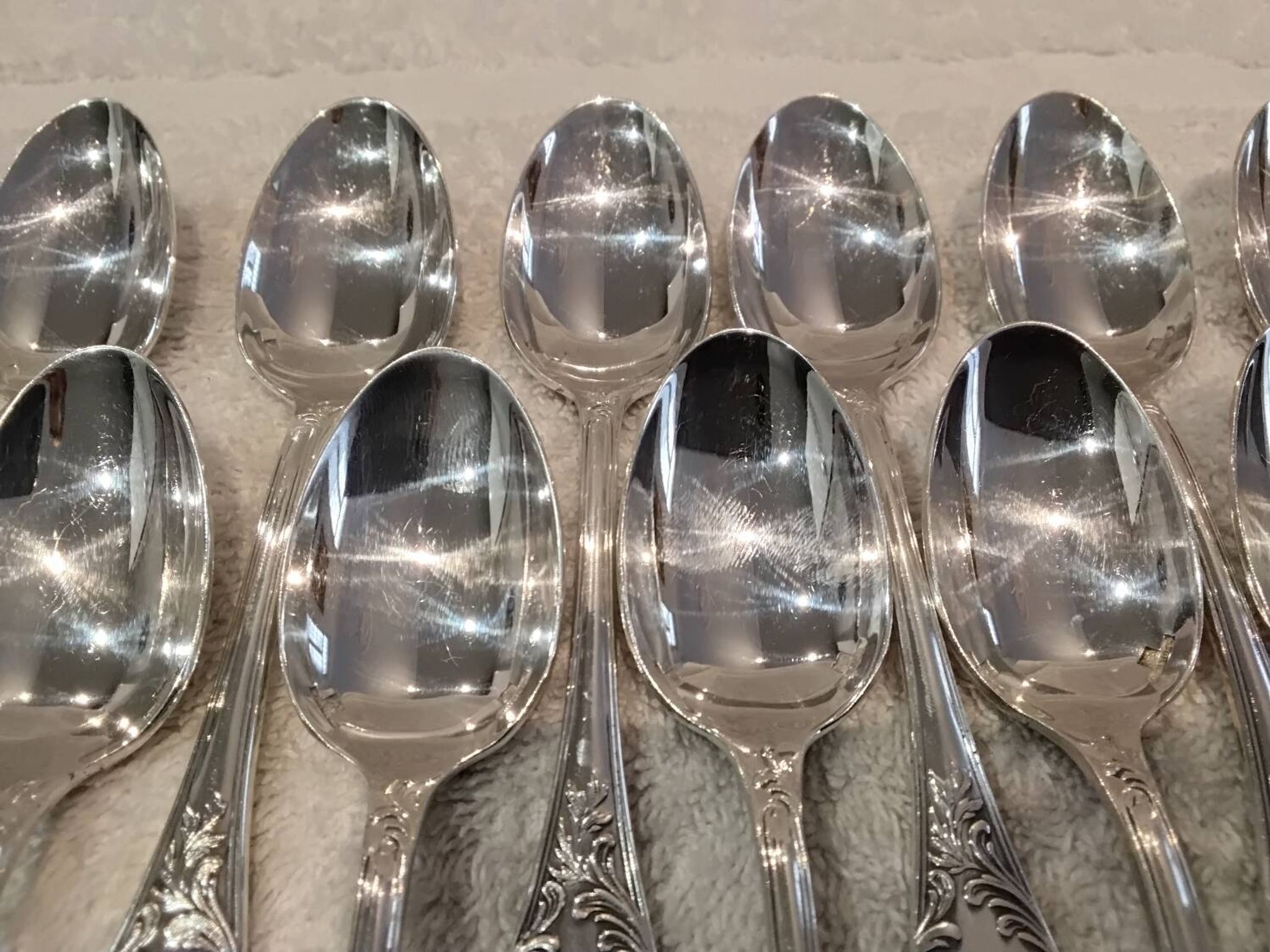 12 silver-plated coffee spoons by Christofle Marly, 13.6 cm